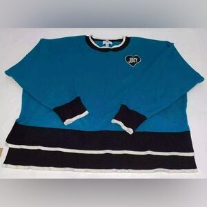 JUICY by Juicy couture heart crewneck long sleeve pullover sweater xxl turquoise